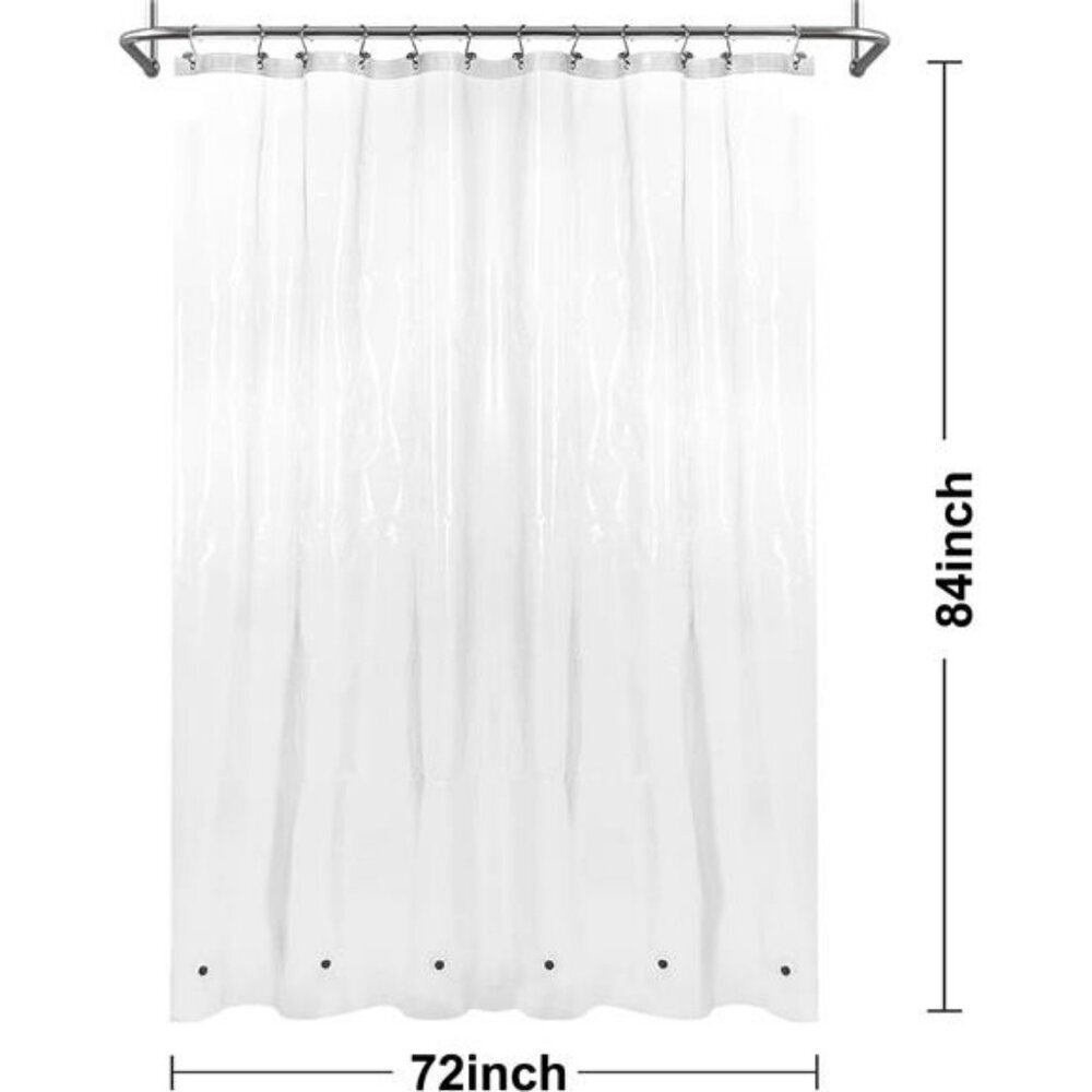 Extra Long Clear Shower Curtain 84 Inch Waterproof PEVA Liner Heavy Duty - Picture 2 of 8